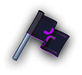 Bandera representando creatividad en agencia de marketing digital Icono de bandera con detalles morados usado en marketing digital