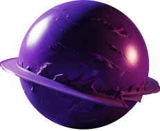 Planeta púrpura con anillo cósmico representando innovación digital