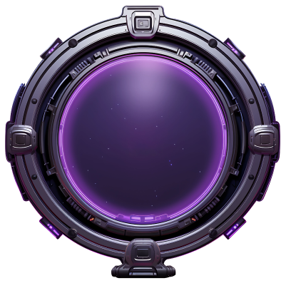 Ilustración futurista de portal violeta representando la innovación digital