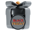 Campañas de temporada y promociones especiales Icono 3D de caja de regalo con texto Black Friday representando campañas de temporada