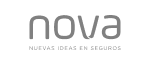 Logotipo Nova Seguros Logotipo gris de Nova Seguros con texto nuevas ideas en seguros