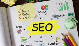 Estrategia SEO para optimización web Cuaderno con notas sobre SEO, análisis, target y contenido