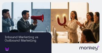 Inbound marketing vs outbound marketing Ilustración comparando inbound y outbound marketing con megáfono y magneto