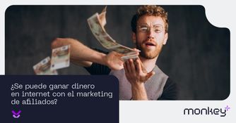 ¿Se puede ganar dinero con marketing de afiliados? Hombre lanzando billetes ilustrando ganancias por marketing de afiliados