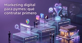 marketing-digital-pymes-presupuesto-monkey-plus Qué contratar primero en marketing digital para pymes según el presupuesto: Google Ads desde $300, redes sociales desde $700 e inbound marketing desde $900.