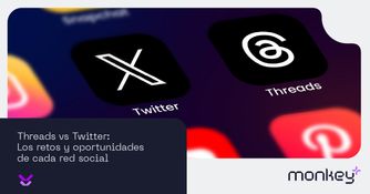 Threads vs Twitter: los retos y oportunidades de cada red social Ilustración con íconos 3D de Threads y Twitter representando comparación de redes sociales