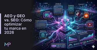 aeo-geo-vs-seo-cambios-paradigma Esquema comparativo de la transición digital desde el SEO tradicional hacia las citas y entidades en AEO y GEO.