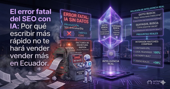 Gráfico comparativo entre la producción masiva de contenido genérico por IA y el contenido estratégico basado en datos para el mercado de Ecuador - Monkey Plus.