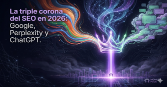 Infografía de la Triple Corona del SEO 2026 que muestra la integración de Google, Perplexity y ChatGPT para el mercado de Ecuador - Monkey Plus.