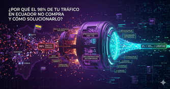 Gráfico de análisis de embudo de ventas y optimización de conversión (CRO) para el mercado de Ecuador - Monkey Plus.