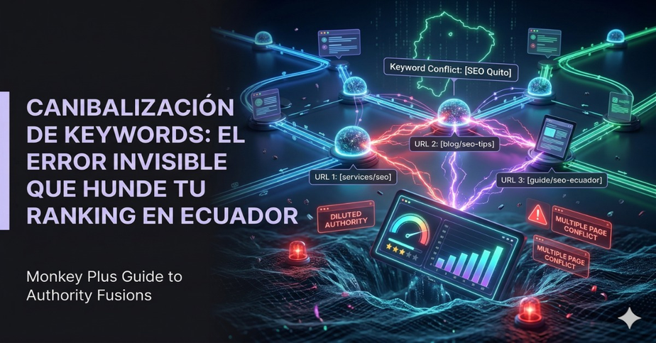Canibalización de Keywords SEO Ecuador. Gráfico de canibalización de palabras clave y SEO técnico en Ecuador - Monkey Plus.